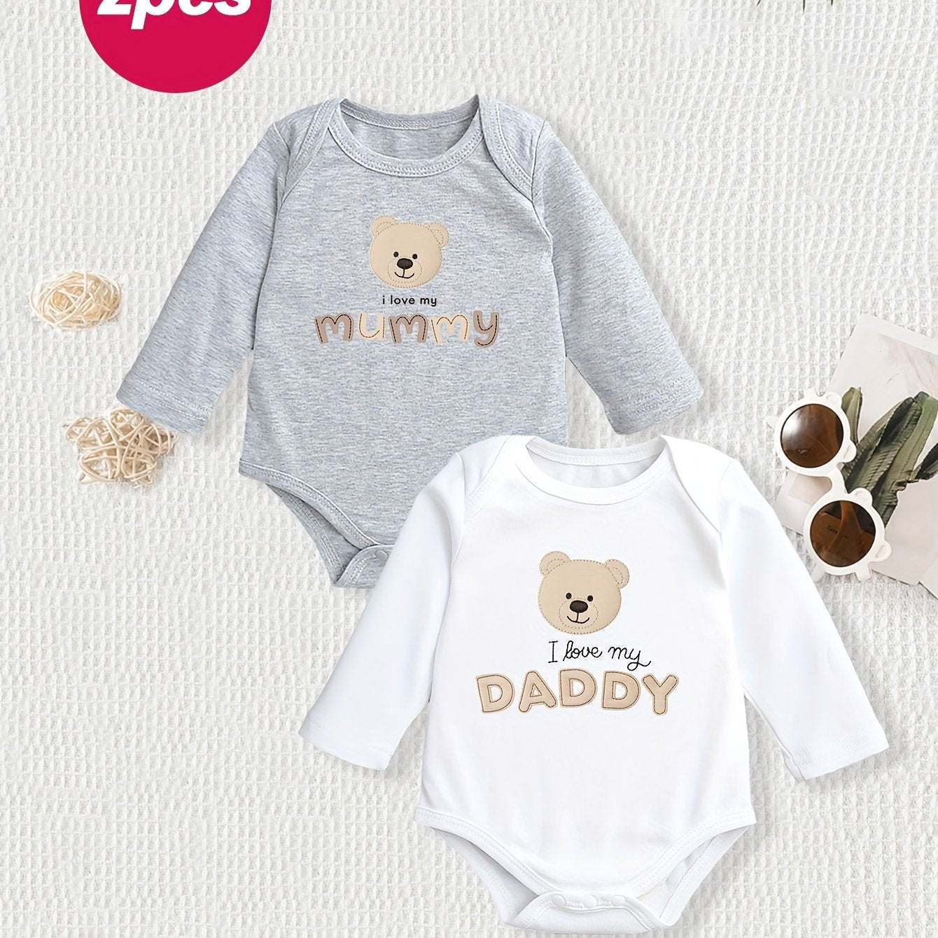 Cotton Cartoon Onesies for Baby Girls - 2 - Pack - Lucy&Luna