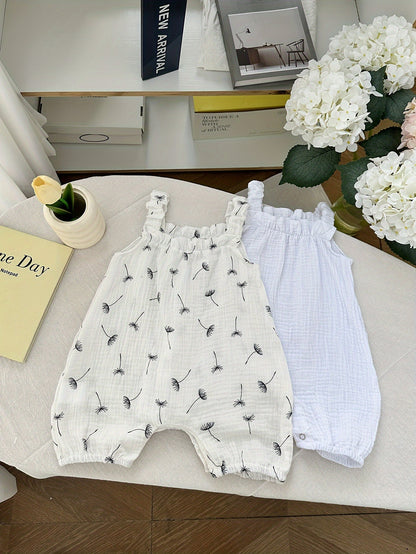 2pcs Baby Girl Cotton Summer Overalls Set - Lucy&Luna