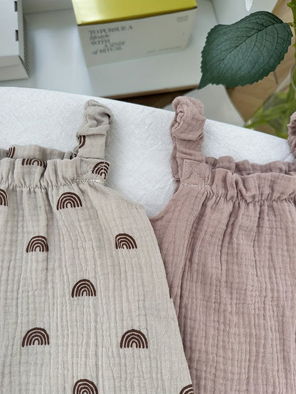 2pcs Baby Girl Cotton Summer Overalls Set - Lucy&Luna