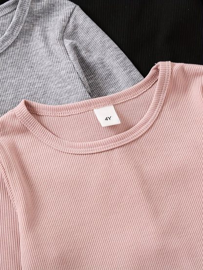 3pcs Set Of Fashionable Girls' And Children's Casual Long Sleeved T-shirt - Lucy&Luna