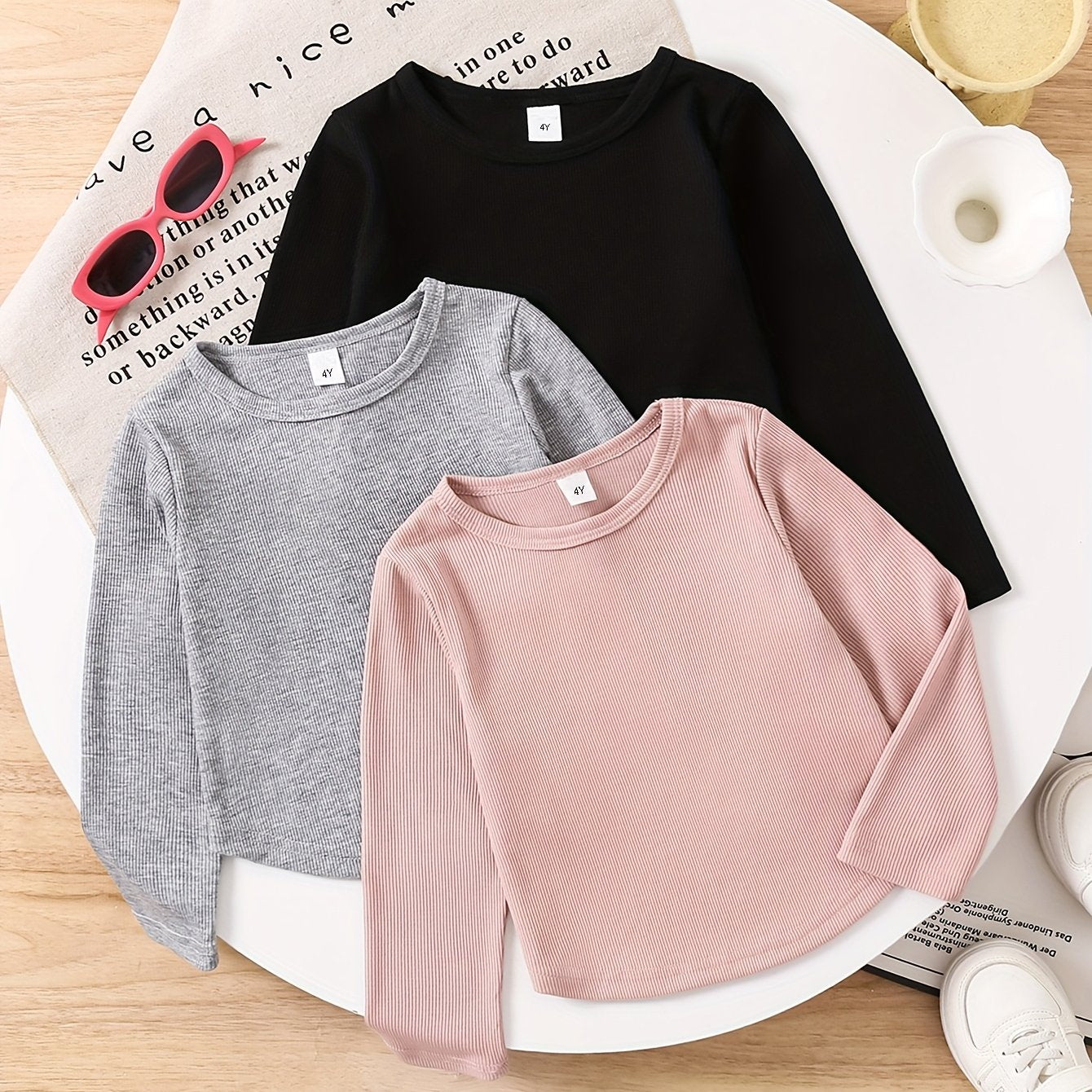 3pcs Set Of Fashionable Girls' And Children's Casual Long Sleeved T-shirt - Lucy&Luna