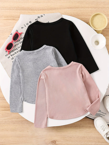 3pcs Set Of Fashionable Girls' And Children's Casual Long Sleeved T-shirt - Lucy&Luna