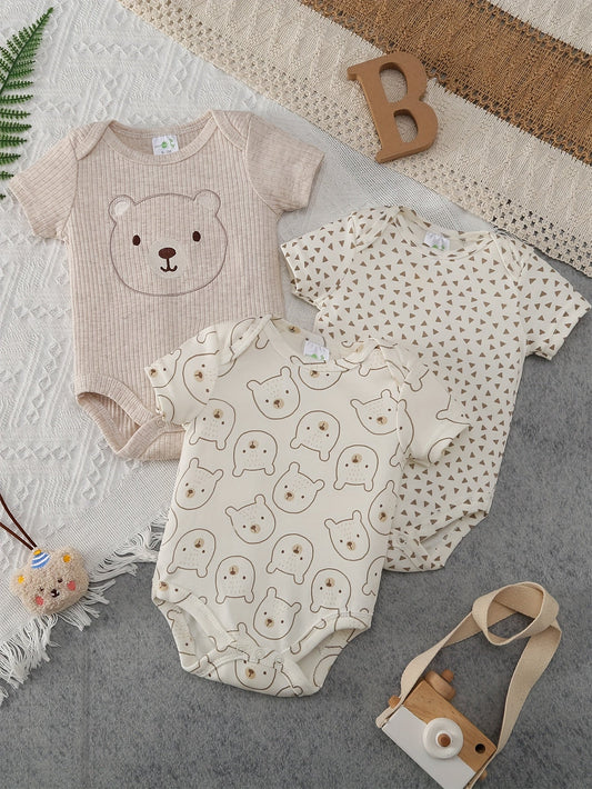 3pcs Summer Boys' Casual Bodysuit Set - Lucy&Luna