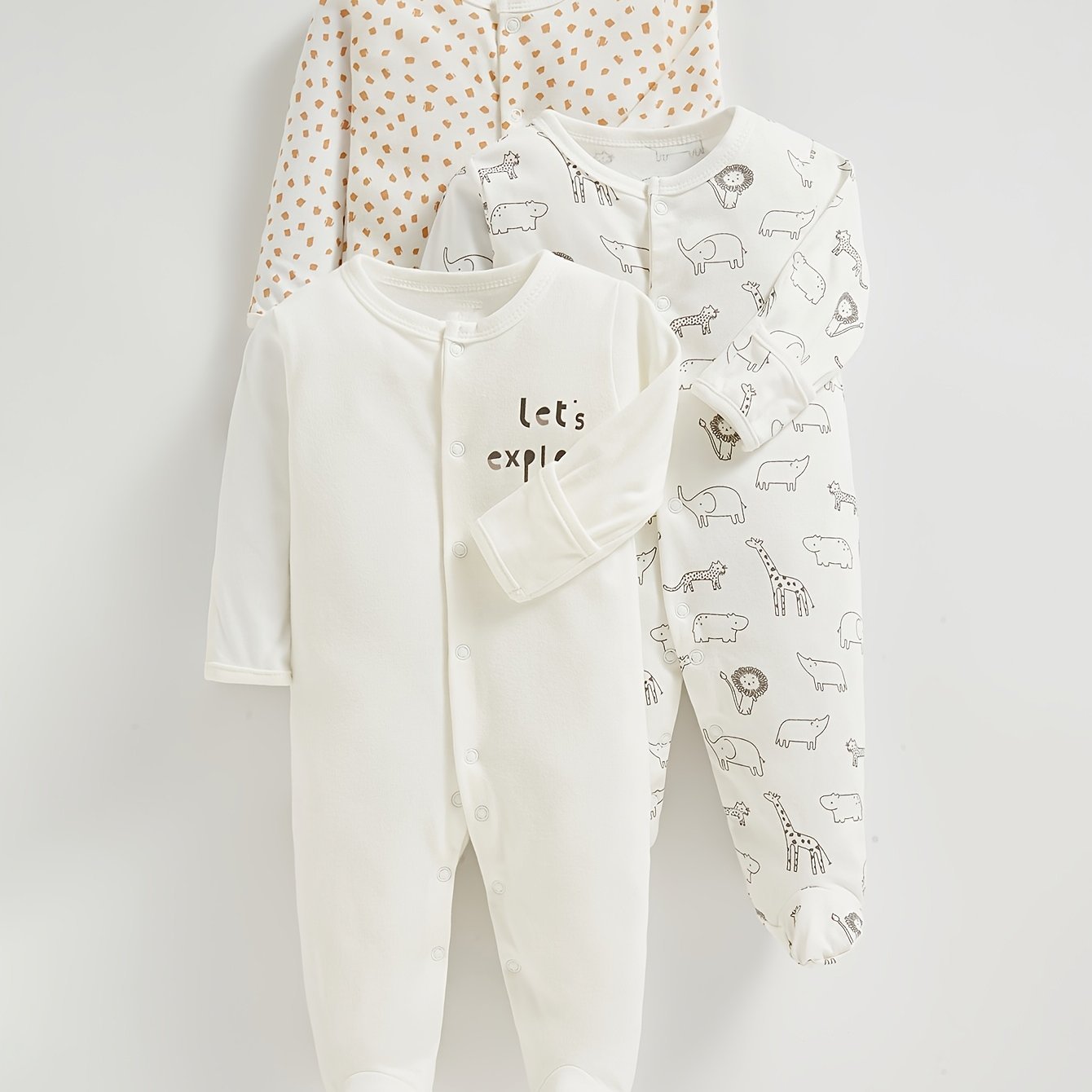 3pk Cute Animal Print Baby Bodysuits - Lucy&Luna