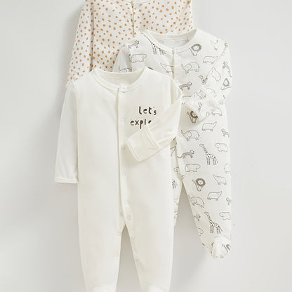 3pk Cute Animal Print Baby Bodysuits - Lucy&Luna