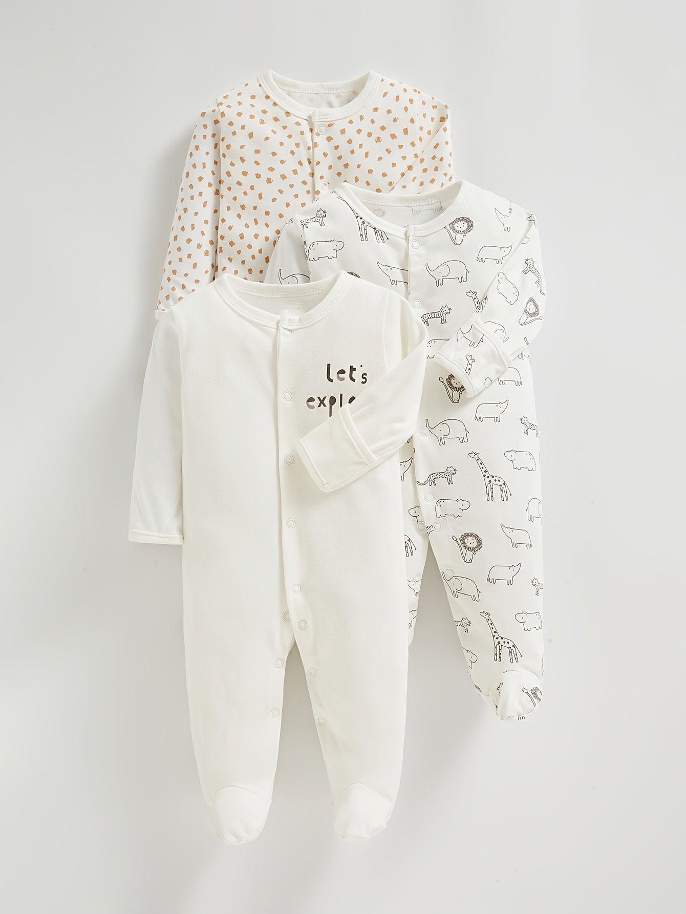 3pk Cute Animal Print Baby Bodysuits - Lucy&Luna