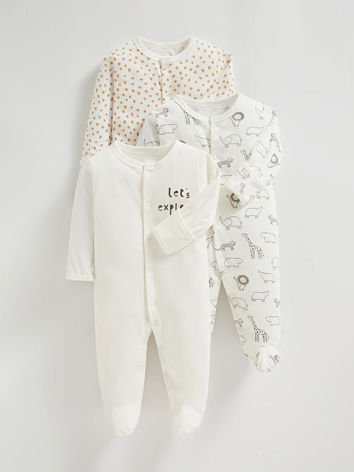 3pk Cute Animal Print Baby Bodysuits - Lucy&Luna