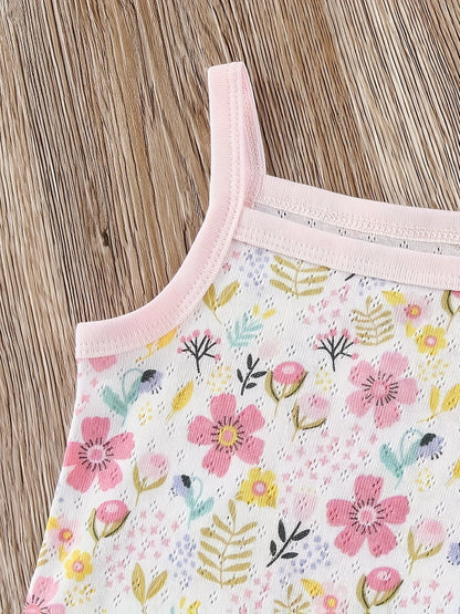 5 Pack Floral Baby Girls' Cotton Sleeveless Rompers - Lucy&Luna