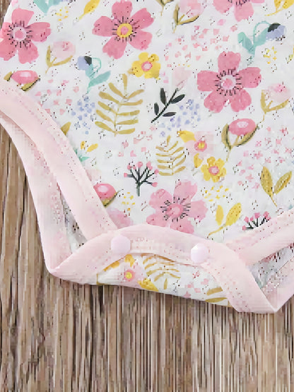 5 Pack Floral Baby Girls' Cotton Sleeveless Rompers - Lucy&Luna