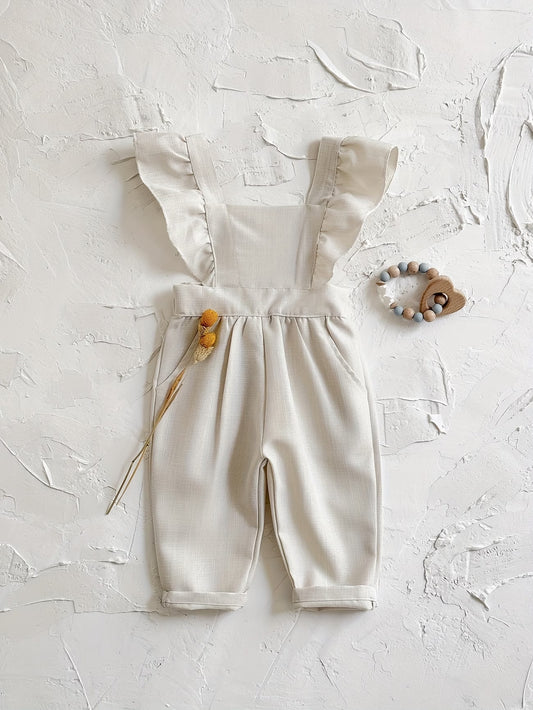 Plain Ruffle Linen Romper