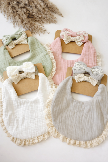 LACE BIB AND HEADBAND