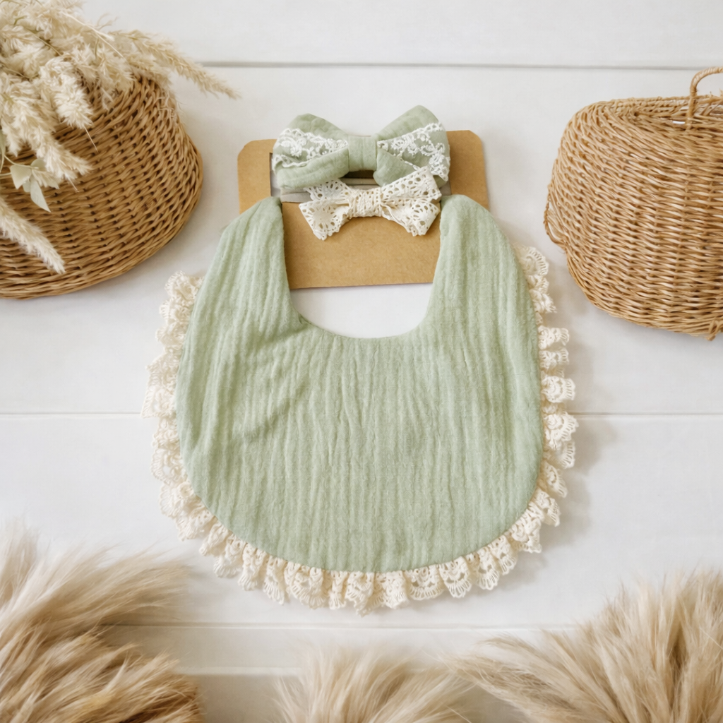 LACE BIB AND HEADBAND