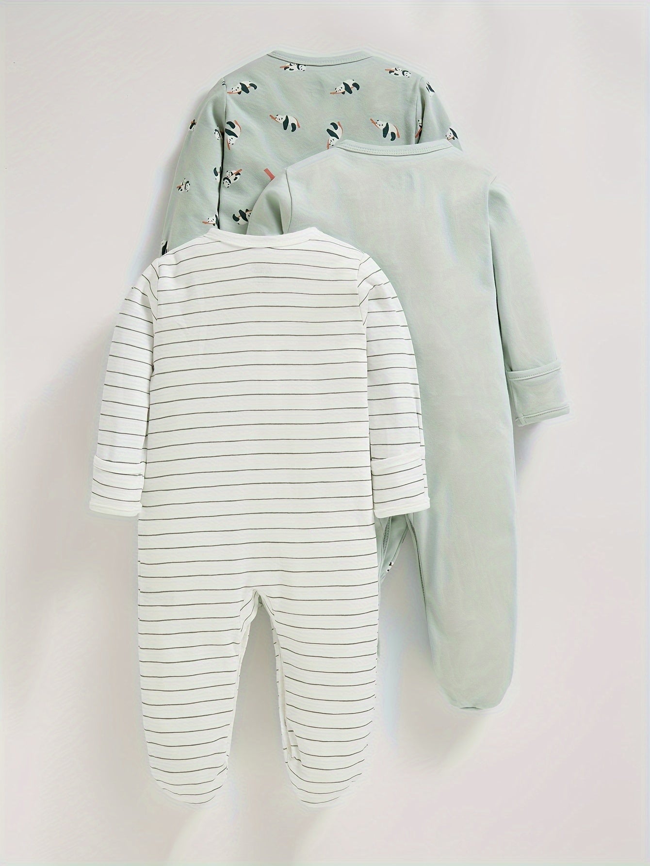 Baby Boy 3 - Pack Green Sleeve Cotton Bodysuits - Lucy&Luna