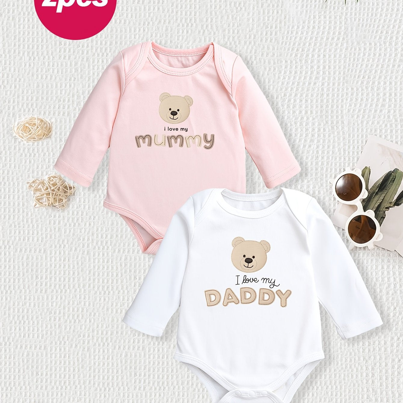 Cotton Cartoon Onesies for Baby Girls - 2 - Pack - Lucy&Luna