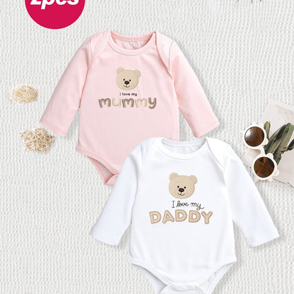 Cotton Cartoon Onesies for Baby Girls - 2 - Pack - Lucy&Luna