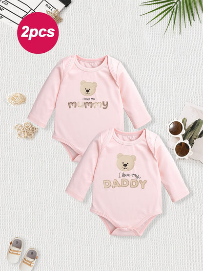 Cotton Cartoon Onesies for Baby Girls - 2 - Pack - Lucy&Luna