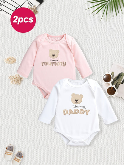 Cotton Cartoon Onesies for Baby Girls - 2 - Pack - Lucy&Luna