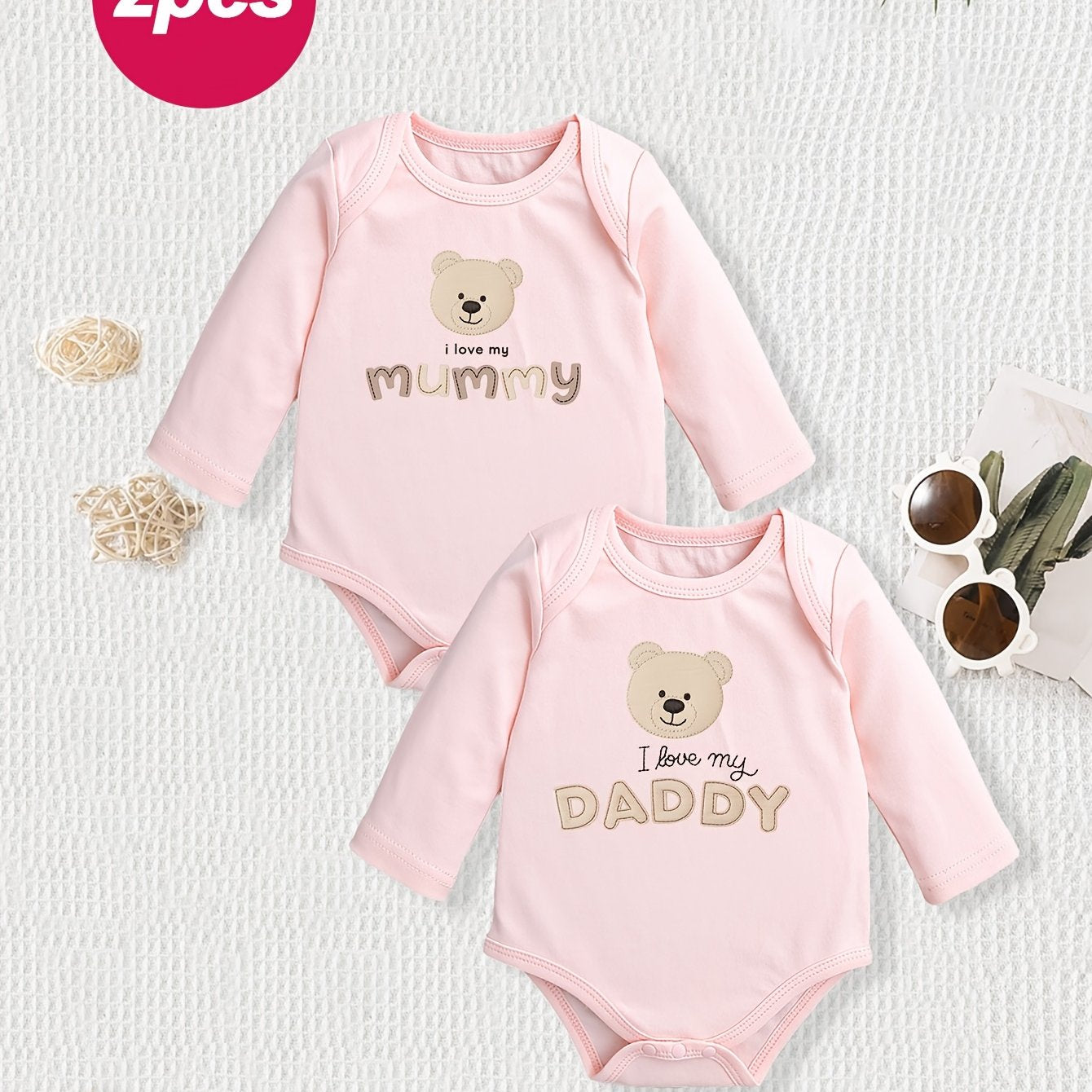 Cotton Cartoon Onesies for Baby Girls - 2 - Pack - Lucy&Luna