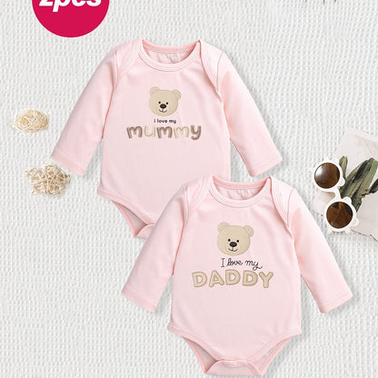 Cotton Cartoon Onesies for Baby Girls - 2 - Pack - Lucy&Luna