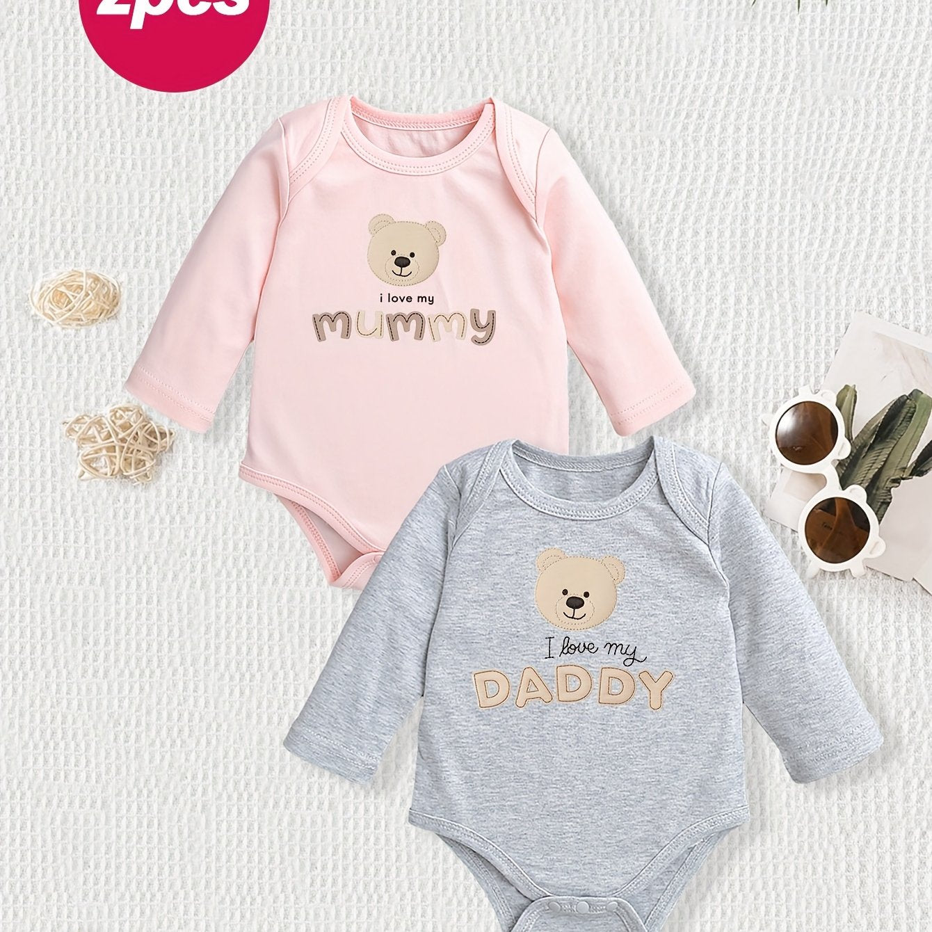 Cotton Cartoon Onesies for Baby Girls - 2 - Pack - Lucy&Luna