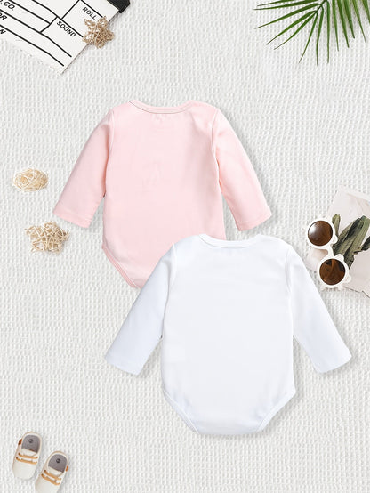 Cotton Cartoon Onesies for Baby Girls - 2 - Pack - Lucy&Luna