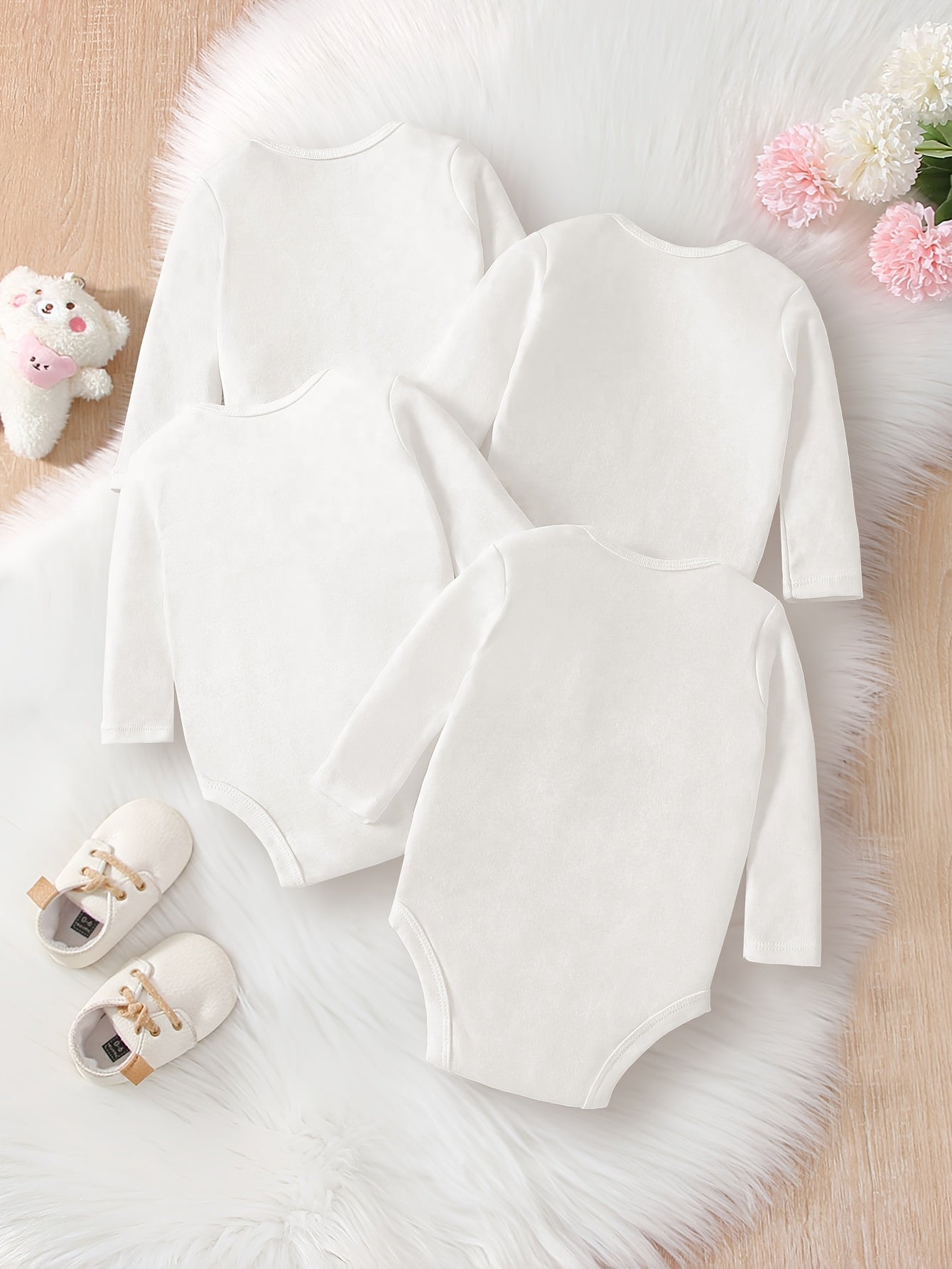 Cozy White Baby Girl Onesie - Autumn Comfort - Lucy&Luna