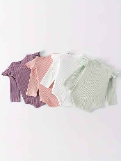 Cute Baby Girls Ruffle Rompers 4pcs Set - Lucy&Luna