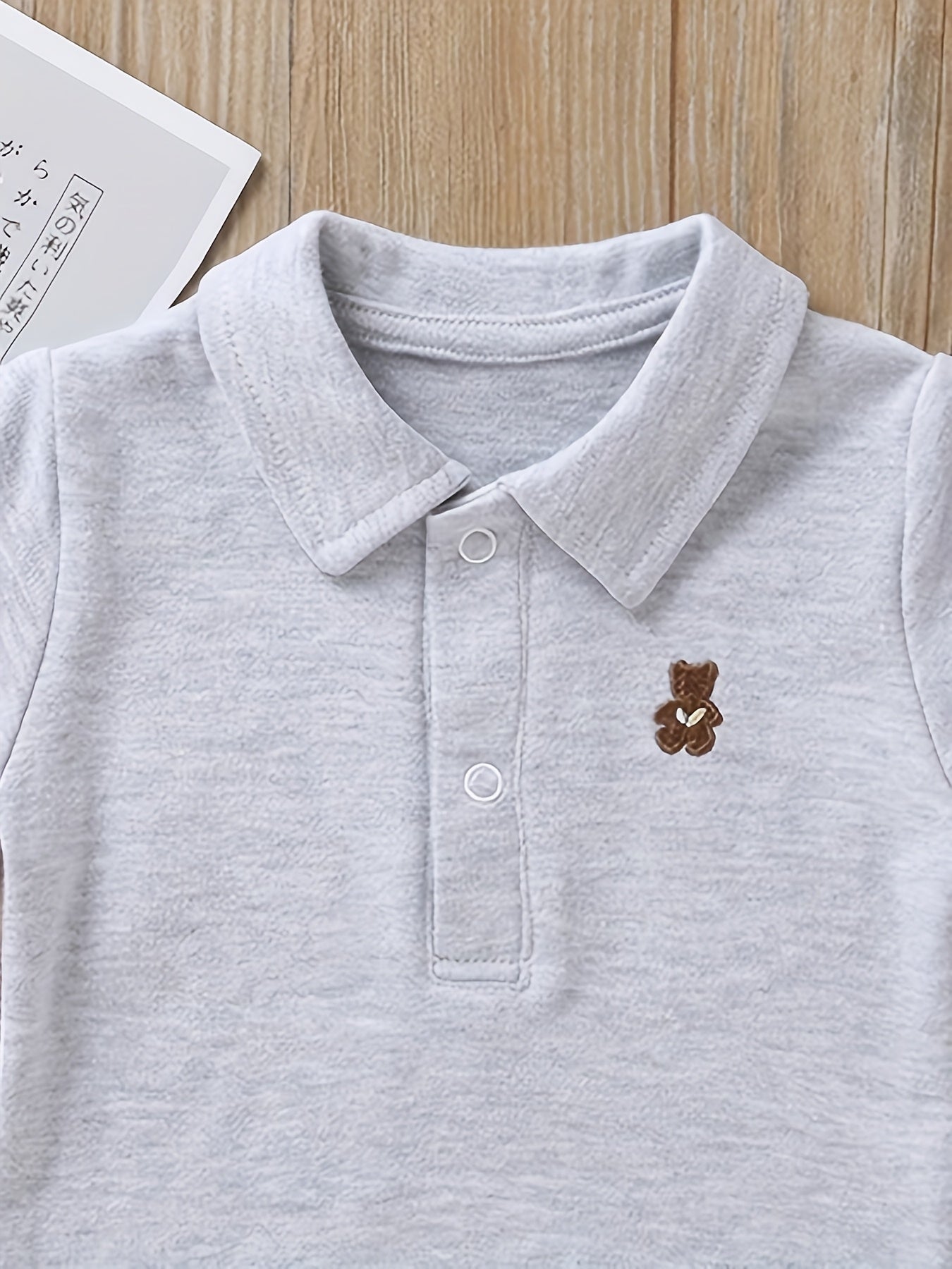 Cute Bear Embroidered Baby Polo Romper - Lucy&Luna