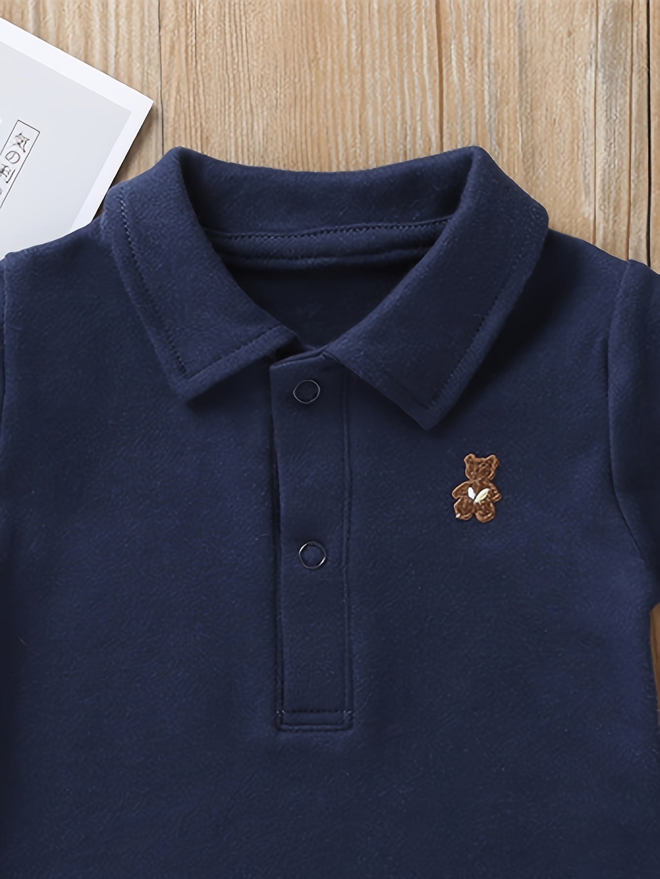 Cute Bear Embroidered Baby Polo Romper - Lucy&Luna