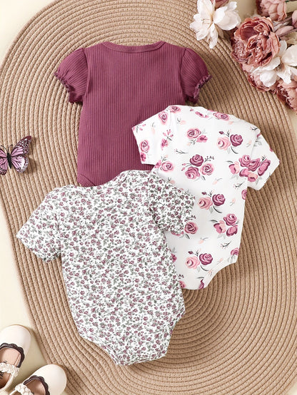 Cute Floral Baby Girl Jumpsuit Set - Lucy&Luna