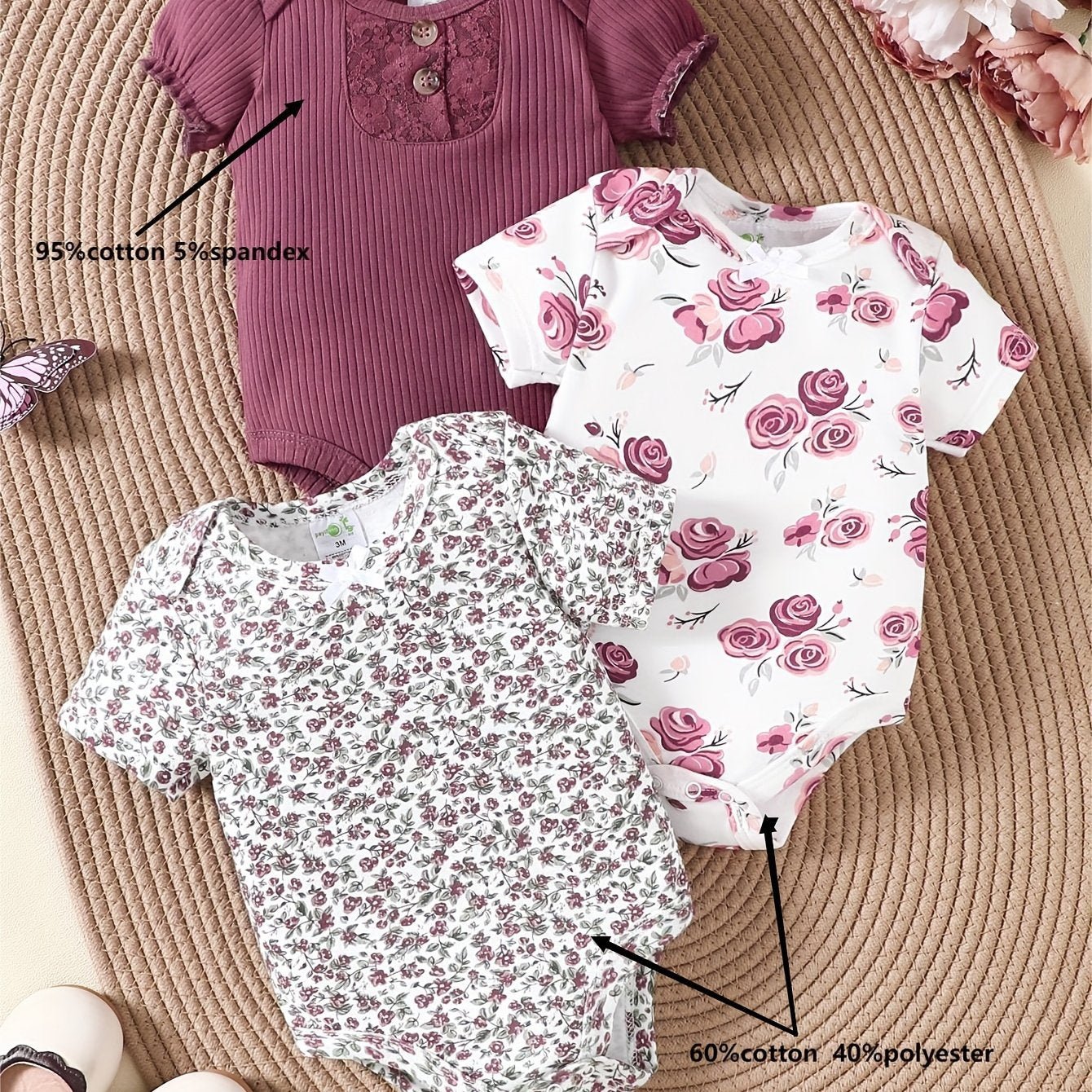 Cute Floral Baby Girl Jumpsuit Set - Lucy&Luna
