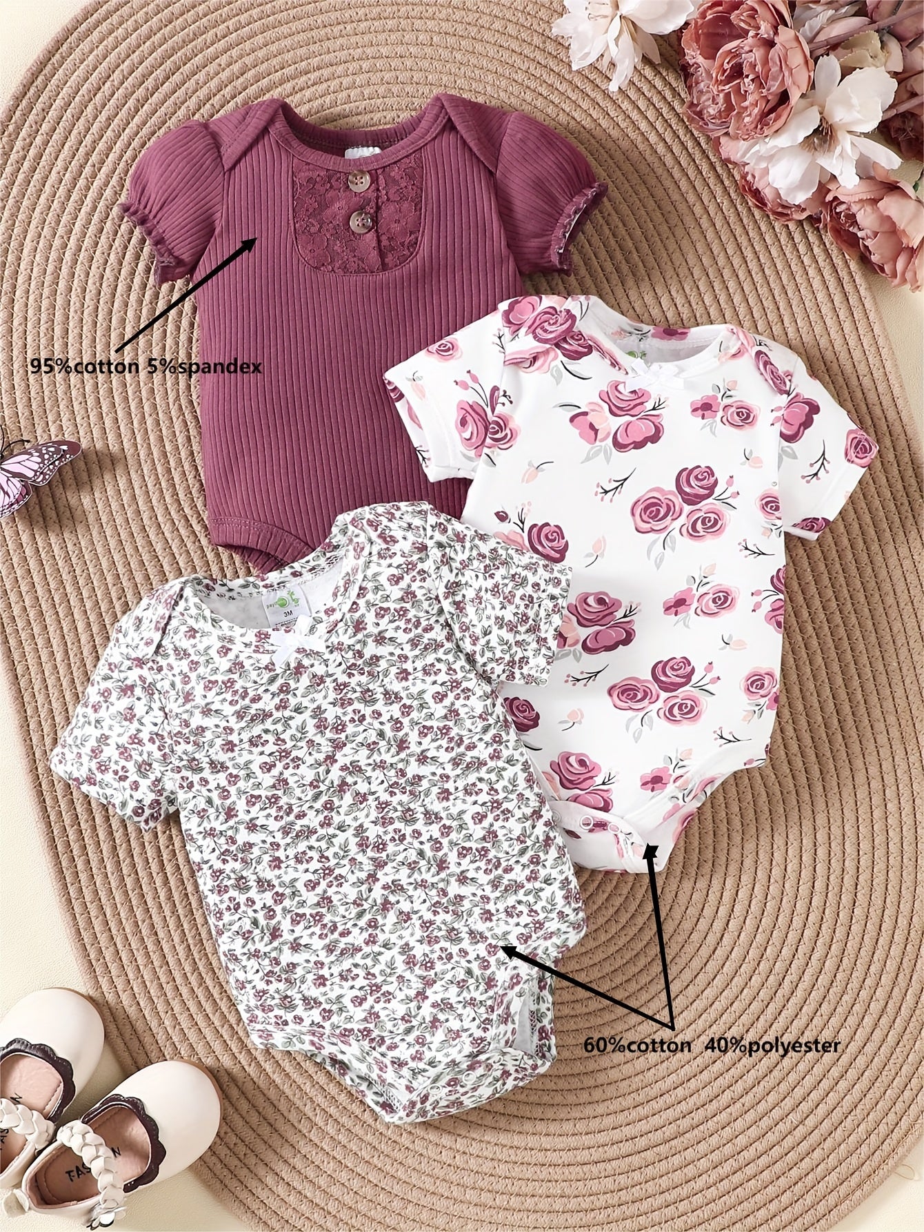 Cute Floral Baby Girl Jumpsuit Set - Lucy&Luna