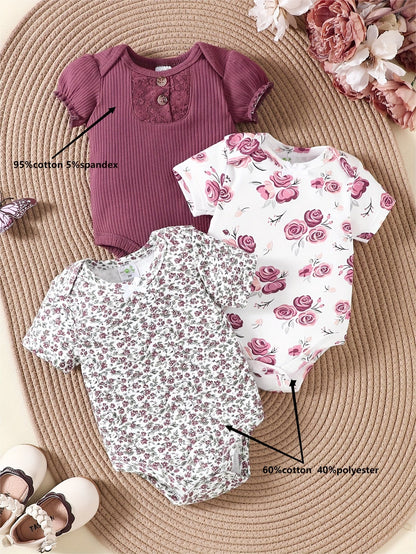 Cute Floral Baby Girl Jumpsuit Set - Lucy&Luna