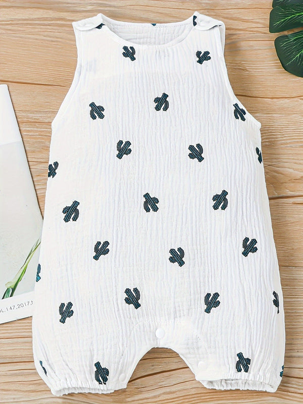 Infant Cotton Cactus Print Sleeveless Bodysuit - Lucy&Luna
