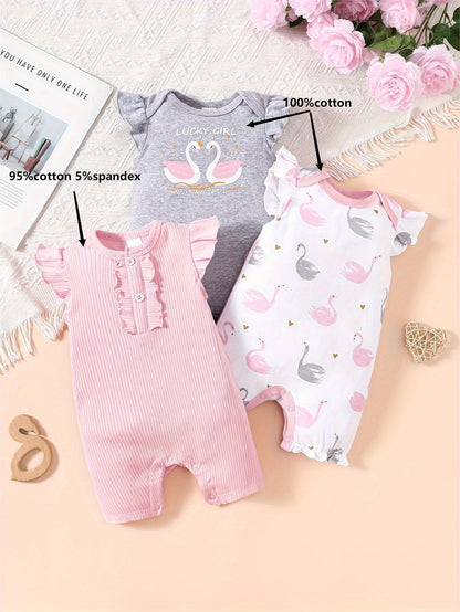 Infant Summer Swan 3 - Piece Outfit Set - Lucy&Luna