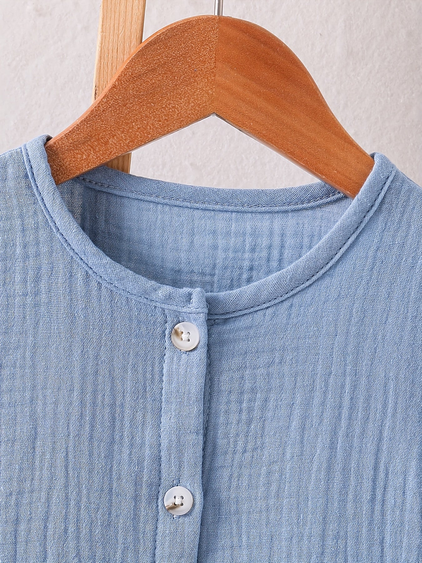 Light Blue Cotton Short - Sleeve Baby Romper - Lucy&Luna