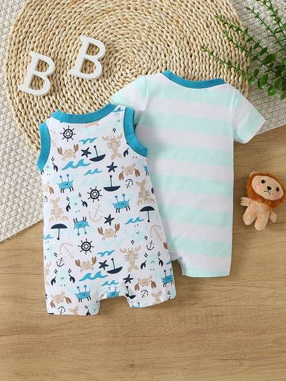 Newborn Baby Romper Set - 2 Pack, 3 - 9 Months - Lucy&Luna