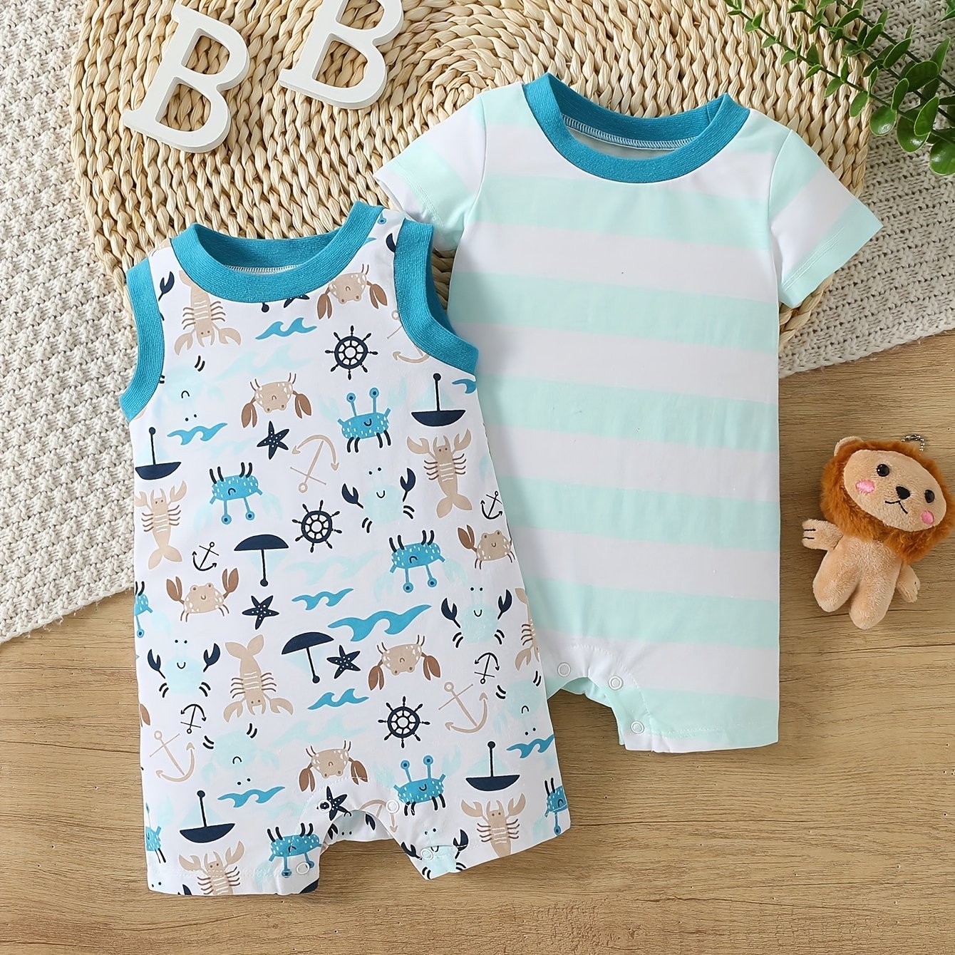 Newborn Baby Romper Set - 2 Pack, 3 - 9 Months - Lucy&Luna
