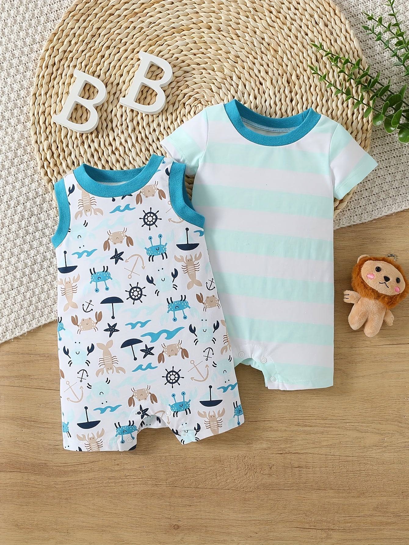 Newborn Baby Romper Set - 2 Pack, 3 - 9 Months - Lucy&Luna
