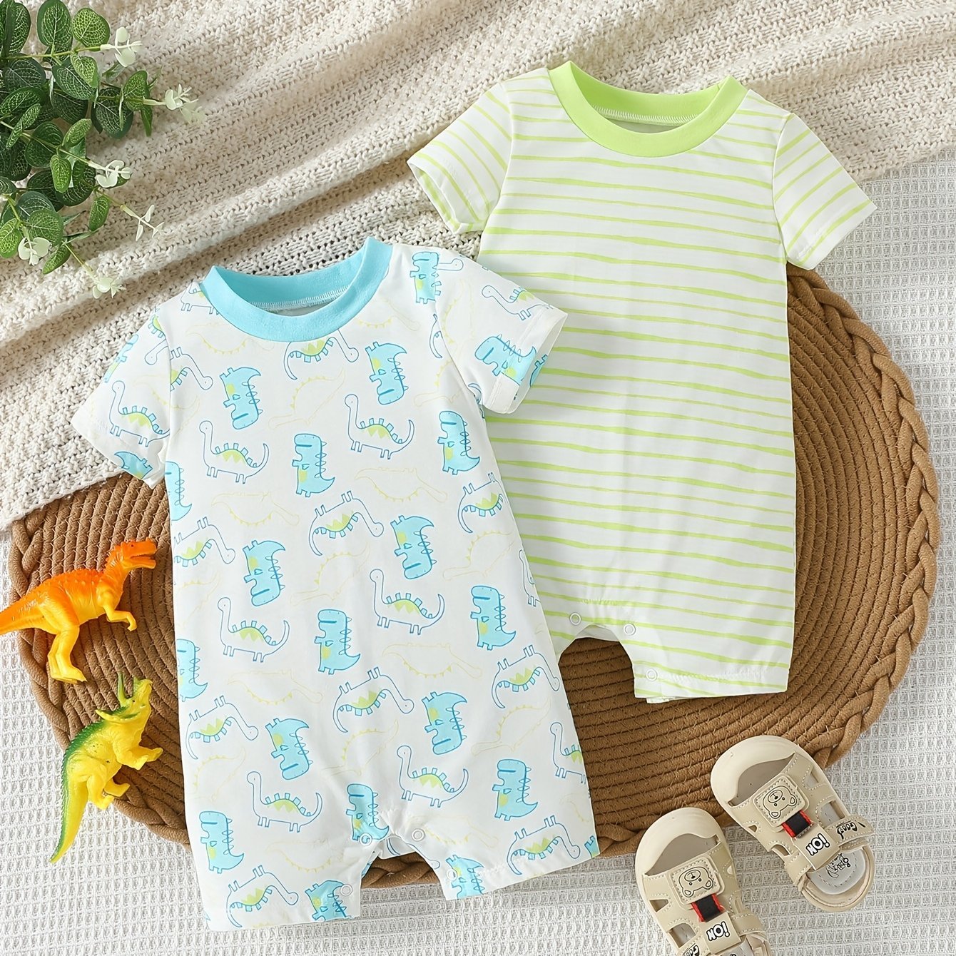 Newborn Baby Romper Set - 2 Pack, 3 - 9 Months - Lucy&Luna