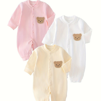 Soft Cotton Baby Onesie Set - 3pcs Bear Design - Lucy&Luna