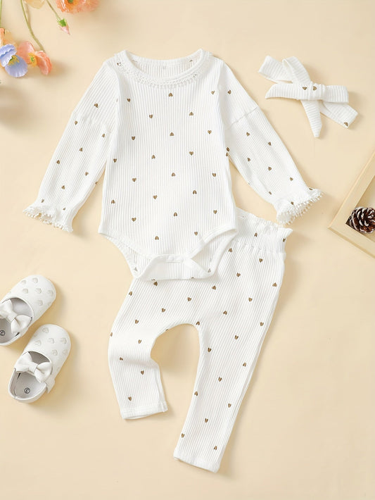 Toddler Cartoon Heart Bodysuit & Pants Set - Lucy&Luna